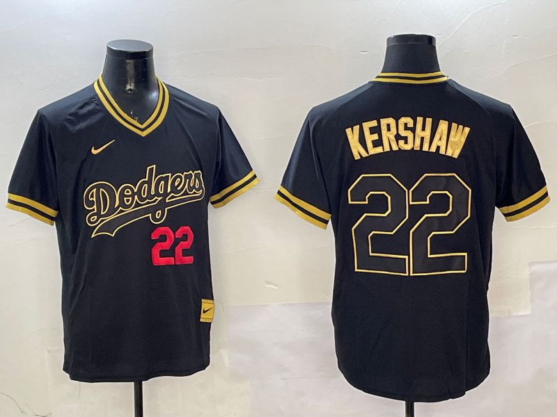 Men Los Angeles Dodgers #22 Kershaw Black Gold Game 2025 Nike MLB Jersey style 3254